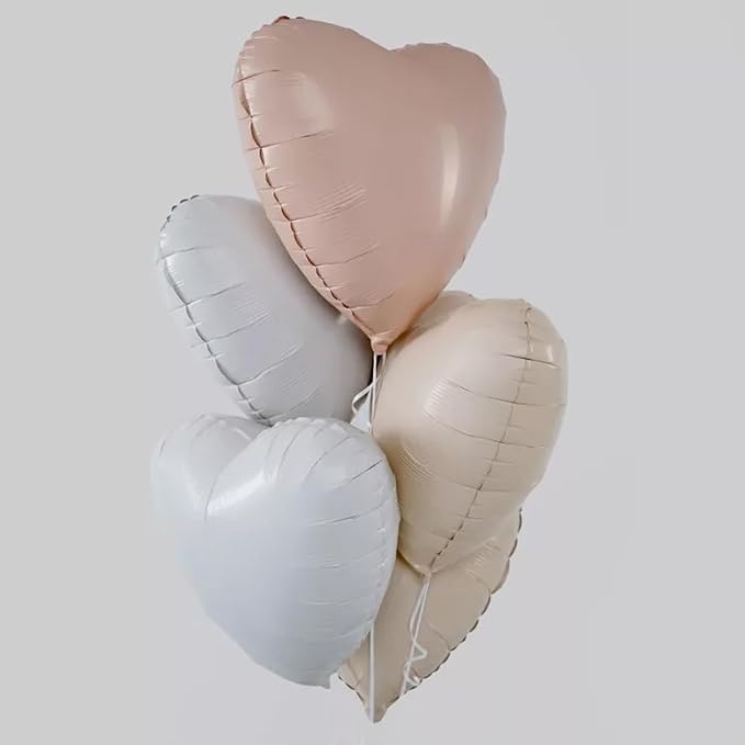 Grey Heart Foil Balloons - 10PCS Heart Shaped 18inch Love Balloons for Valentines, Weddings, Birthdays & Anniversaries