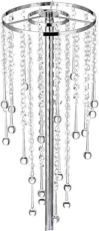 21.6in Wedding Center Stand, Silver Metal Flower Holders Centerpiece Vase with Crystal 2-Piece Charming Candle Holder,for Reception Tables Décor Wedding Anniversary Party Centerpieces