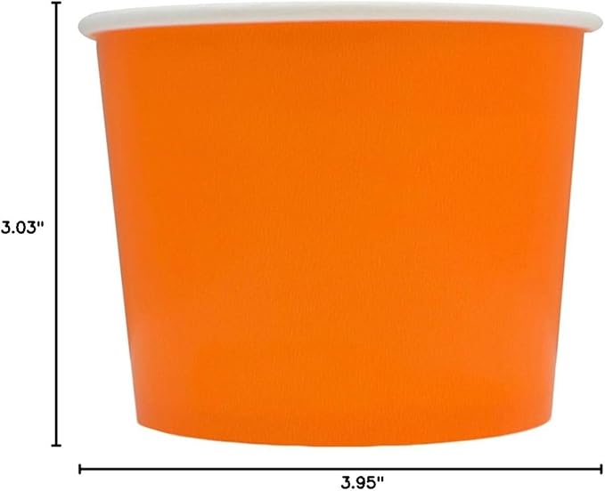 UNIQ Frozen Dessert Supplies - 12 oz Disposable Ice Cream Paper Cups, Disposable Cups & Bowls for Ice Cream, Yogurt, Gelato, Food - [1,000 Pcs] - Orange