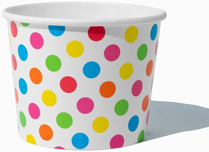 UNIQ [1,000 Count Rainbow Polka Dot Disposable Ice Cream Bowls - 12 oz Paper Ice Cream Cups Disposable - Perfect For Hot or Cold Foods! - Ice Cream Bar Supplies Frozen Dessert Supplies