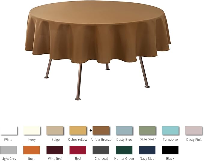 maxmill Fall Tablecloth Stain Resistant Waterproof Wrinkle Resistant Spillproof Washable Soft Textured Table Cloth for Dining Room Harvest Thanksgiving Parties, Round 70 Inch, Amber Bronze