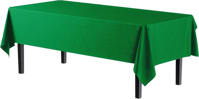 Party Solids 6-Pack Premium Plastic Tablecloth 54in. x 108in. Rectangle Plastic Table Cover - Emerald Green