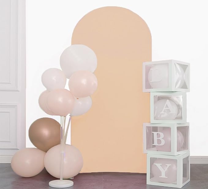 6.6 FT Nude Arch Backdrop Cover, Nude Chiara Backdrop Cover, Champagne Wedding Arch Cover, Arch Backdrops Stand Cover for Birthday Wedding Party Photography