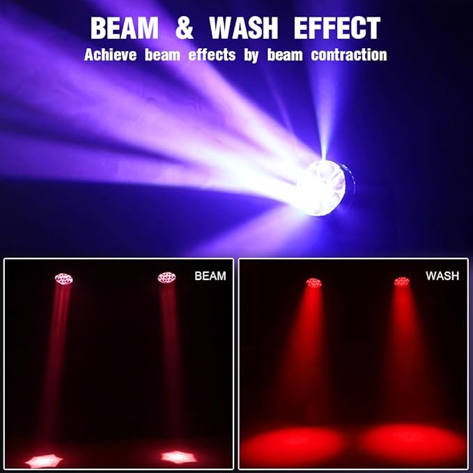 BETOPPER LM0740 Moving Head Light 7x40W RGBW Beam/Wash/Zoom/CTO Effect Bee Eye LED Stage Lighting Spot Lights with Sound Activated for DJs, Bars, Christmas, and Home Party Lighting,1 Pack