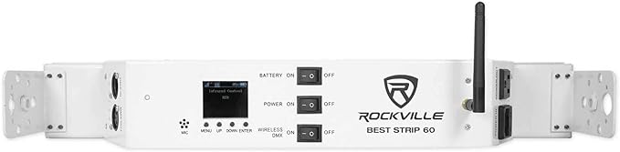 Rockville Best Strip 60 White 36W Rechargeable Wash Light Bar, 6x6W RGBWA+UV LEDs, Wireless DMX, IRC Remote, for DJs, Events, and Stage Lighting