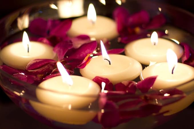 D'light Online Large 3 Inch Ivory Floating Candles Bulk Pack for Events, Centerpieces, Spa, Pool, Home Decor, for Cylinder Vases, Special Occasions and Holiday Decor - (Ivory, Set of 36)