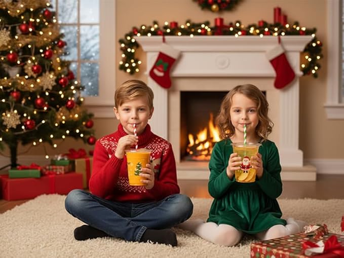 60 Pcs Christmas Cups, 16 oz Disposable Christmas Plastic Cups Snowflake Xmas Trees Santa Claus Snowman Gingerbread Man Party Cups for Winter Holiday Party Supplies