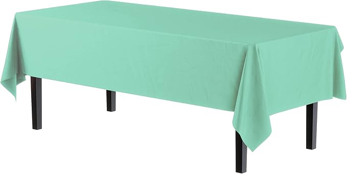 Party Solids 6-Pack Premium Plastic Tablecloth 54in. x 108in. Rectangle Plastic Table Cover - Mint