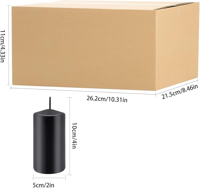 Set of 20 | 2X 4 inch Tall Pillar Candles, Soy Wax. Perfect for Dinner, Home Decoration, Party, Wedding.(Black)