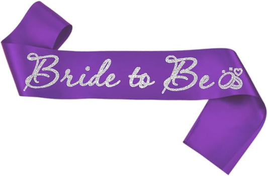 Purple Bride to Be Sash for Bridal Shower Bachelorette Party Wedding Hen Party Decorations Engagement Gifts Favors Miss to Mrs Sash with Glitter Letter Silver
