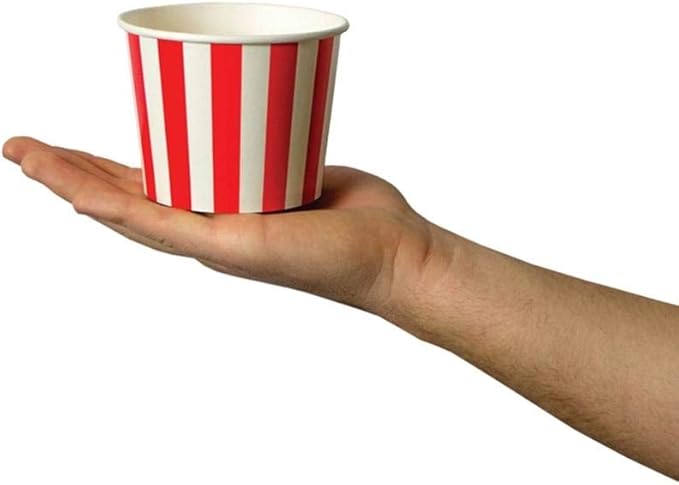 UNIQ 1000-Count 12 oz Disposable Paper Cups Striped Red Color | Perfect for Ice Cream, Yogurt, Gelato, Dessert, Hot & Cold Food | Frozen Dessert Supplies