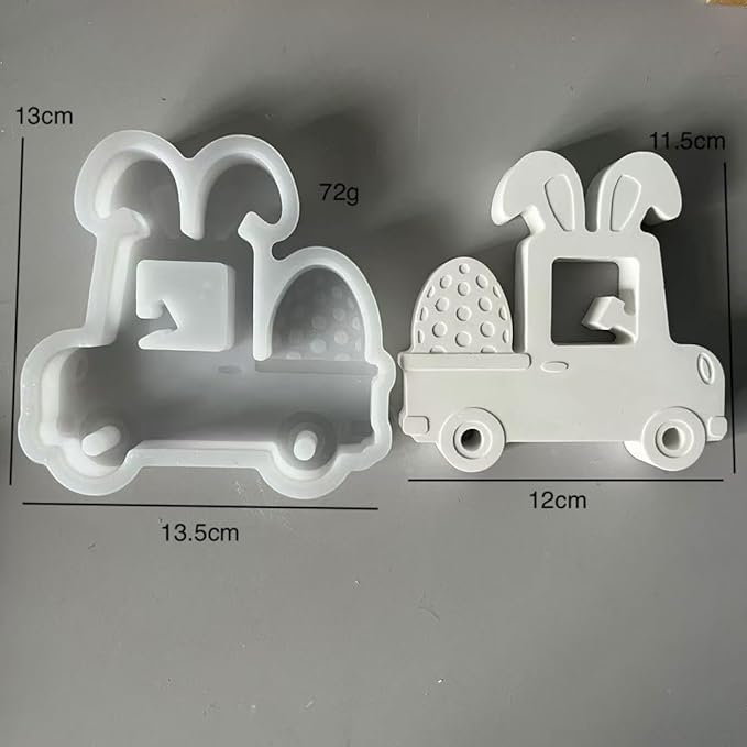 Silicone Molds for Easter Bunny Ear Car, Reusable DIY Mold for Plaster of Paris and Resin, for Car Dashboard Ornament, Tabletop Decor & Holiday Gift Idea
