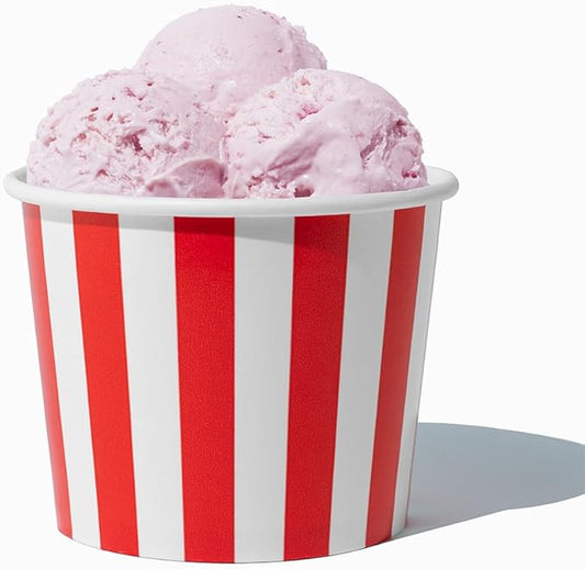 UNIQ 1000-Count 12 oz Disposable Paper Cups Striped Red Color | Perfect for Ice Cream, Yogurt, Gelato, Dessert, Hot & Cold Food | Frozen Dessert Supplies