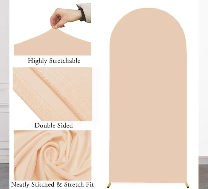 6.6 FT Nude Arch Backdrop Cover, Nude Chiara Backdrop Cover, Champagne Wedding Arch Cover, Arch Backdrops Stand Cover for Birthday Wedding Party Photography