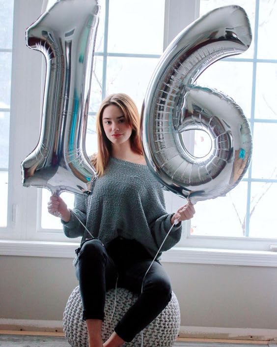Silver Number 12 Balloon 40 Inch, 12th Birthday Party Decorations for Children, Giant 12 Foil Balloon for Party Supplies