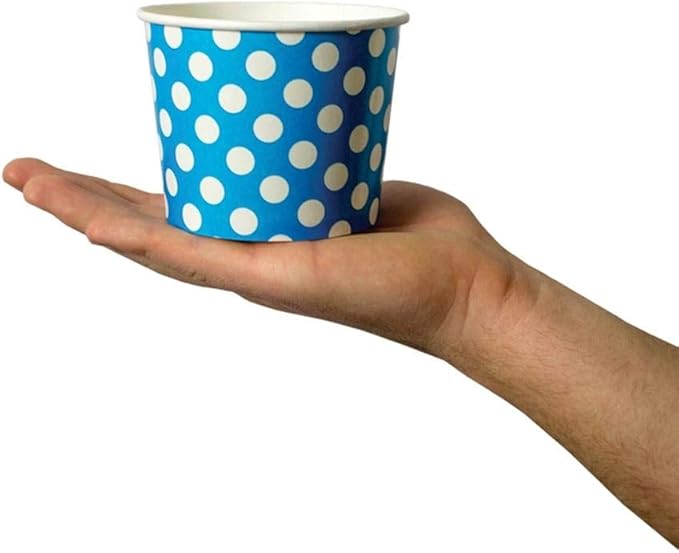 UNIQ 1000-Count 12 oz Blue Polka Dot Disposable Ice Cream Bowls | Perfect for Hot or Cold Foods, Paper Dessert Cups | Frozen Dessert Supplies