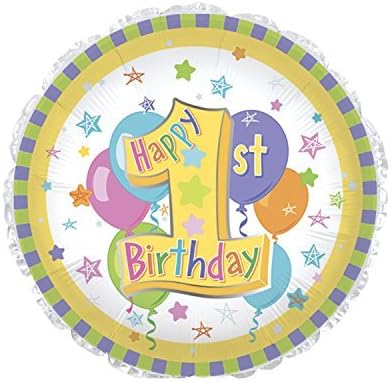 PMU Happy 1st Birthday 18 Inch Mylar-Foil Balloon Pkg/10