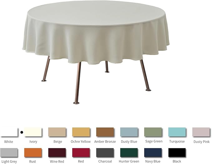 maxmill Round Textured Tablecloth Spill-Proof Wrinkle Free Soft Jacquard Table Cloth for Circular Table Cover, for Dining Room Buffet Banquet Parties Holiday Dinner, 70 Inch Ivory