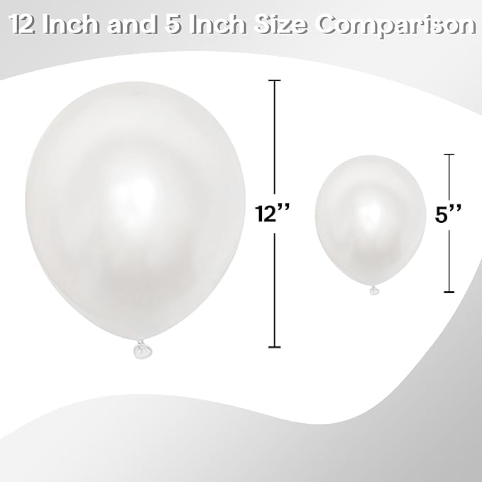 Pearl White Balloons 5 Inch, 60Pcs Small White Pearl Balloon Bright Clear White Latex Balloons for Arch 5'' Mini White Helium Balloons for Birthday Wedding Baptism Anniversary Party Decorations