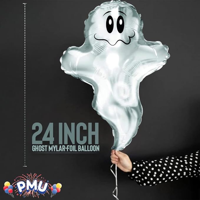 PMU 10 Pc Halloween Flying Ghost 24 Inch Mylar-Foil Balloon