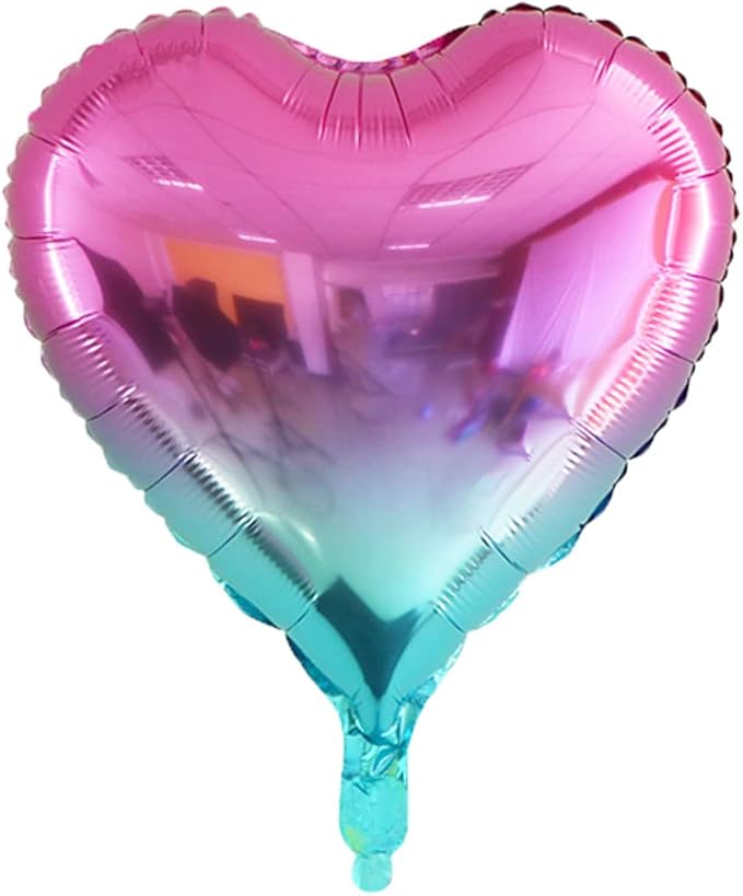 18 Assorted Gradient Color heart Shaped Balloons 18 Inches 6 Kinds of Rainbow Party Foil Balloons, Foil Balloons for Party Decoration, Birthday Party Supplies or Wedding Ceremony