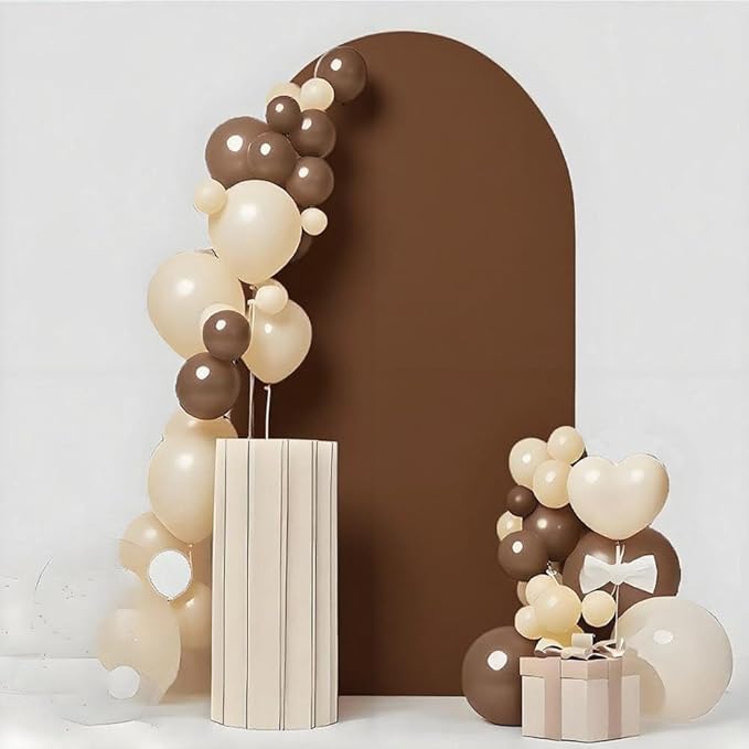 6.6 FT Brown Arch Backdrop Cover, Chocolate Chiara Backdrop Cover, Wedding Arch Cover, Arch Backdrops Stand Cover for Birthday Wedding Photography