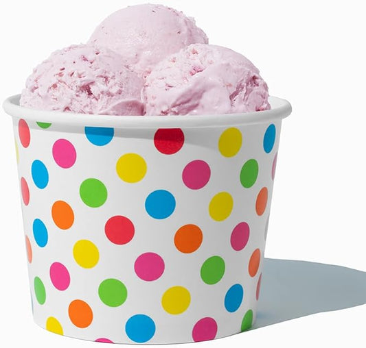 UNIQ [1,000 Count Rainbow Polka Dot Disposable Ice Cream Bowls - 12 oz Paper Ice Cream Cups Disposable - Perfect For Hot or Cold Foods! - Ice Cream Bar Supplies Frozen Dessert Supplies