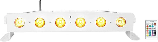 Rockville Best Strip 60 White 36W Rechargeable Wash Light Bar, 6x6W RGBWA+UV LEDs, Wireless DMX, IRC Remote, for DJs, Events, and Stage Lighting