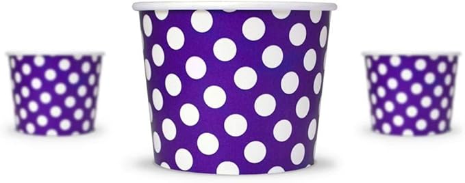 UNIQ 1000-Count 12 oz Polka Dot Disposable Ice Cream Bowls Purple Color | For Hot or Cold Foods | Ice Cream Bar Supplies Frozen Dessert Supplies
