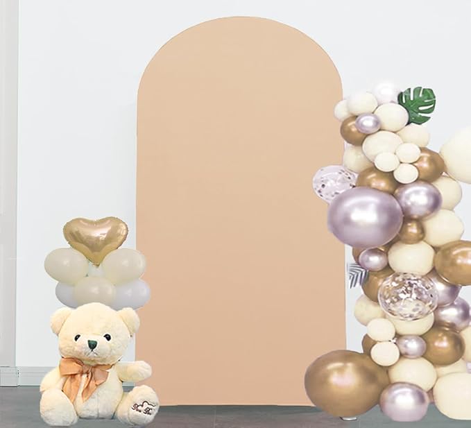 6.6 FT Nude Arch Backdrop Cover, Nude Chiara Backdrop Cover, Champagne Wedding Arch Cover, Arch Backdrops Stand Cover for Birthday Wedding Party Photography