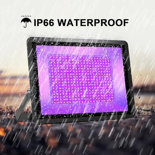 Black Lights 600W LED Flood Light with Plug(6ft Cable), IP66 Waterproof Black Lights for Party, Stage Lighting, Aquarium, Body Painting, Halloween, Neon Glow in The Dark (2 Pack)