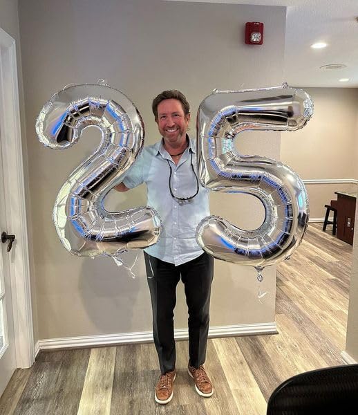 Silver Number 5 Balloon 40 Inch, 5th Birthday Party Decorations for Children, Giant 5 Foil Balloon for Party Supplies