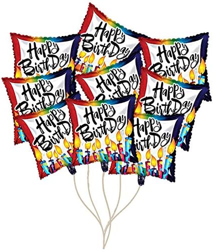 PMU Happy Birthday Polka Dot Candles 18 Inch Mylar-Foil Balloon Pkg/10