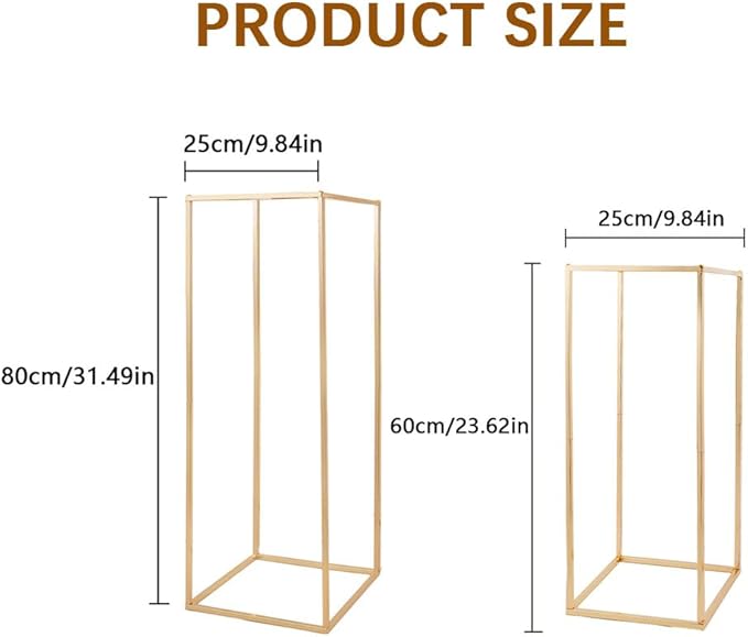 5pcs Gold Flower Stand Centerpieces,23.6inch Wedding Centerpieces Vase for Tables with Acrylic Plates,Rectangular Flower Display Rack for Table Decorations Event Home Party