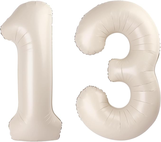40 Inch Cream White 13 31 Large Number Balloon, 13 31 Cream White Birthday Party Decorations, Number 13 31 Foil Balloons for Anniversary Party Graduations Celebration Supplies
