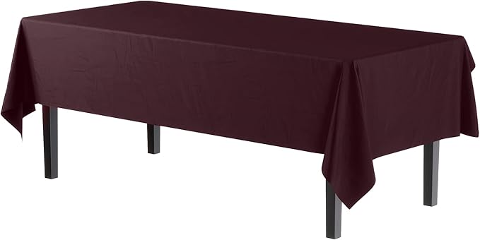 Party Solids 6-Pack Premium Plastic Tablecloth 54in. X 108in. Rectangle Plastic Table Cover - Brown