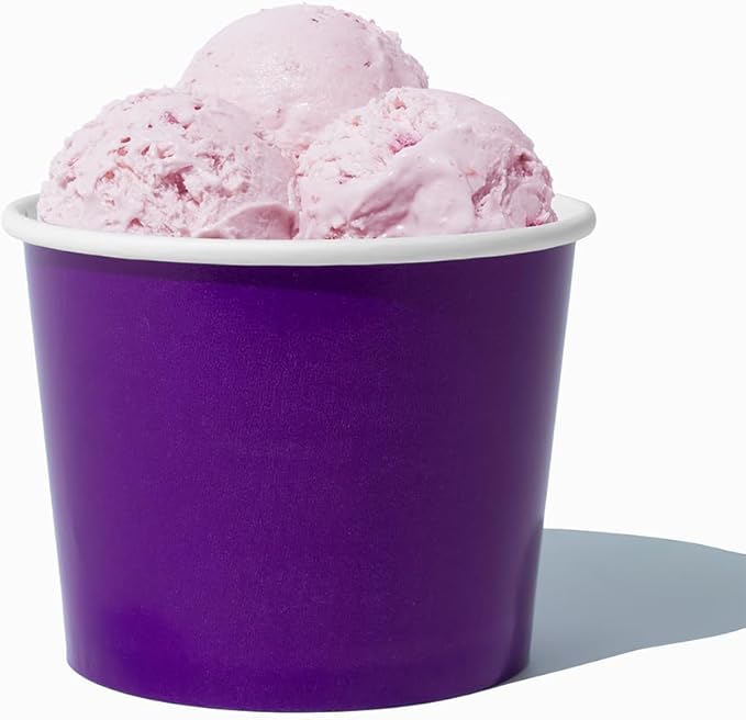 UNIQ [1,000 Count Purple Disposable Ice Cream Bowls - 12 oz Paper Ice Cream Cups Disposable - Perfect For Hot or Cold Foods! Many Colors & Sizes - Ice Cream Bar Supplies Frozen Dessert Supplies
