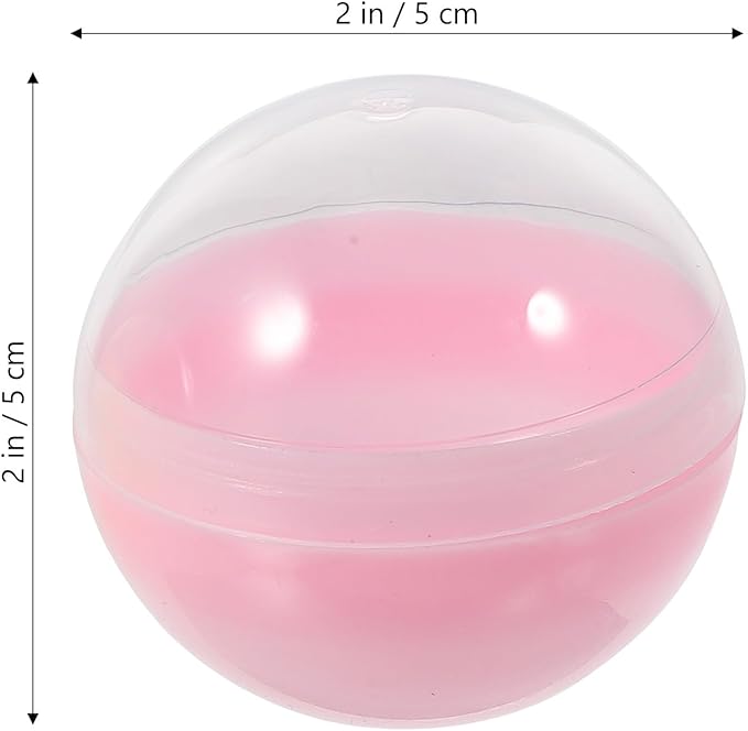 Toyvian 50pcs Gumball Vending Machine Capsules, 2 Inch Empty Round Plastic Containers, Clear-colored Toy Bulk Balls Supplies for Prize Easter Party Favor Surprise Stuffer Diy Craft(5 Colors)