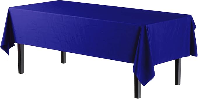 Party Solids 6-Pack Premium Plastic Tablecloth 54in. x 108in. Rectangle Plastic Table Cover - Navy
