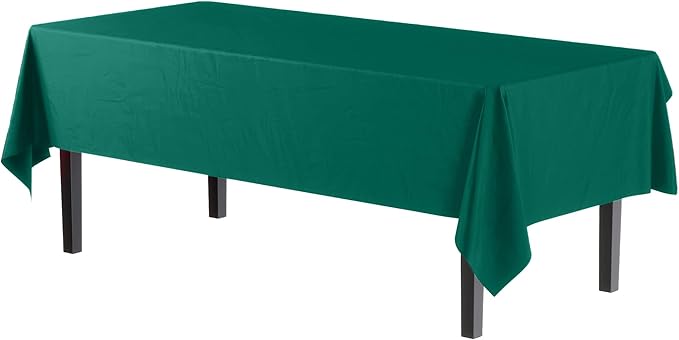 Party Solids 6-Pack Premium Plastic Tablecloth 54in. x 108in. Rectangle Plastic Table Cover - Dark Green