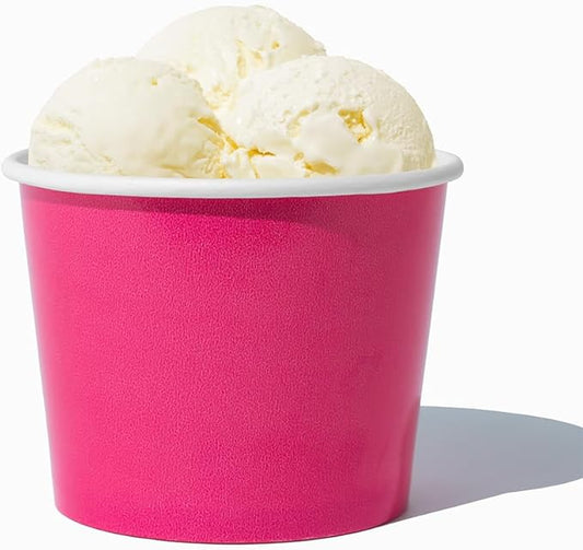 UNIQ [1,000 Count Pink Disposable Ice Cream Bowls - 12 oz Paper Ice Cream Cups Disposable - Perfect For Hot or Cold Foods! Many Colors & Sizes - Ice Cream Bar Supplies Frozen Dessert Supplies