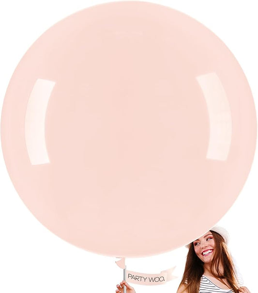 PartyWoo Pale Pink Balloons 4pcs 36 Inch Light Pastel Baby Pink Latex Helium Balloons for Birthday Engagement Bachelorette Baby Shower Easter Princess Butterfly Theme Party Decorations Pink-Q01