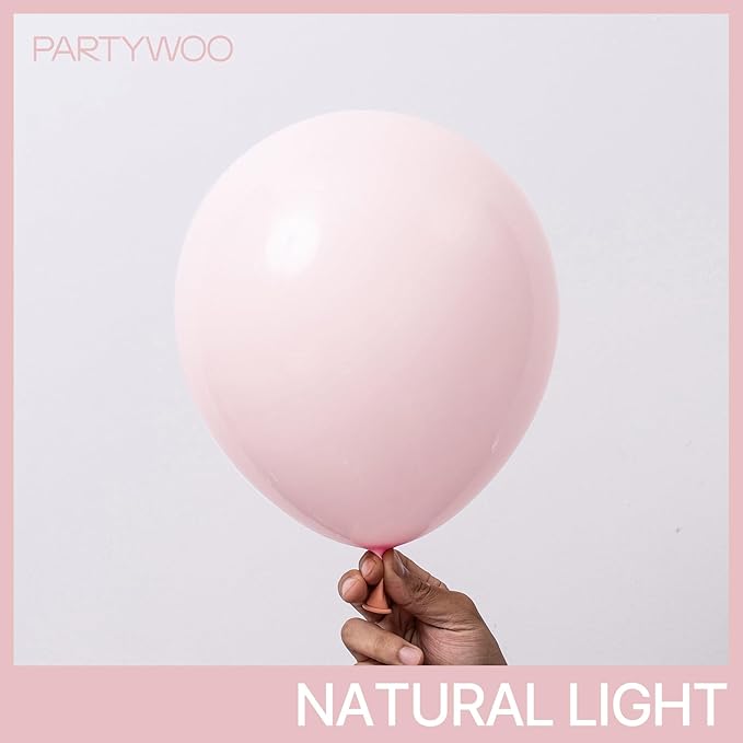 PartyWoo Pale Pink Balloons 100pcs Different Sizes of 18 12 10 5 Inch Light Pastel Baby Pink Balloon Arch Kit for Engagement Bachelorette Baby Shower Easter Birthday Party Decorations Pink-Q01
