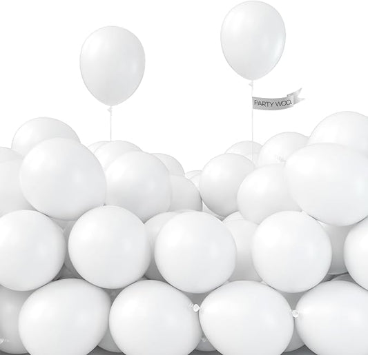 PartyWoo White Balloons 100pcs 5 Inch Matte Latex Balloons for Wedding Bridal Graduation Engagement Baby Shower Gender Reveal Easter Anniversary Birthday Tea Party Decorations White-Y13