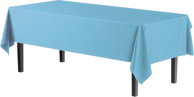 Party Solids 6-Pack Premium Plastic Tablecloth 54in. x 108in. Rectangle Plastic Table Cover - Sky Blue