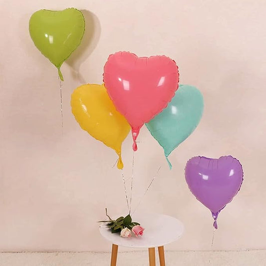 20 Assorted macaron Color Heart Shaped Balloons 18 Inches 5 Kinds of Rainbow Party Foil Balloons, Foil Balloons for Party Decoration, Birthday Party Supplies or Wedding Ceremony