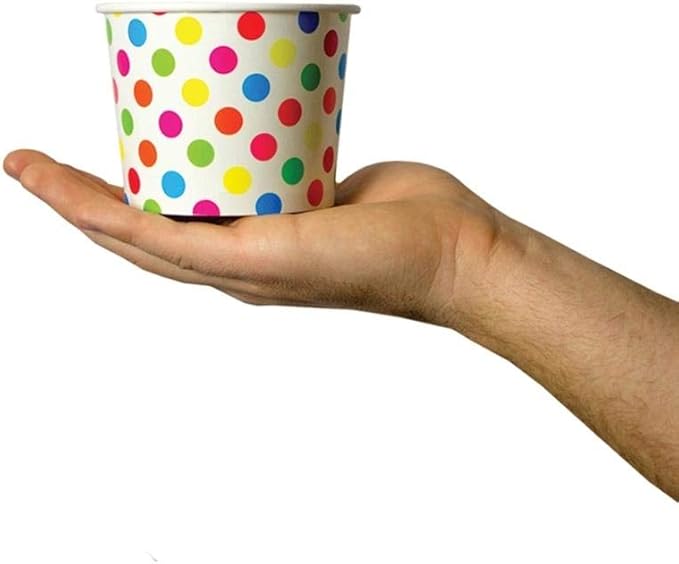 UNIQ [1,000 Count Rainbow Polka Dot Disposable Ice Cream Bowls - 12 oz Paper Ice Cream Cups Disposable - Perfect For Hot or Cold Foods! - Ice Cream Bar Supplies Frozen Dessert Supplies