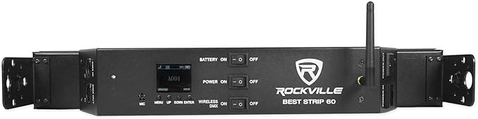 Rockville Best Strip 60 Rechargeable LED Wash Light Bar, Wireless DMX, RGBWA+UV, 8800mAh Battery, 6500 Lux, IRC Remote, for DJs, Stage, and Event Lighting