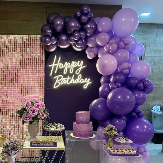 Purple Mixed Balloons, 60 PCS 12inch Lavender Balloons Metallic Purple Confetti Latex Balloon for Girls Women Birthday Baby Shower Bridal Shower Wedding Party Decorations
