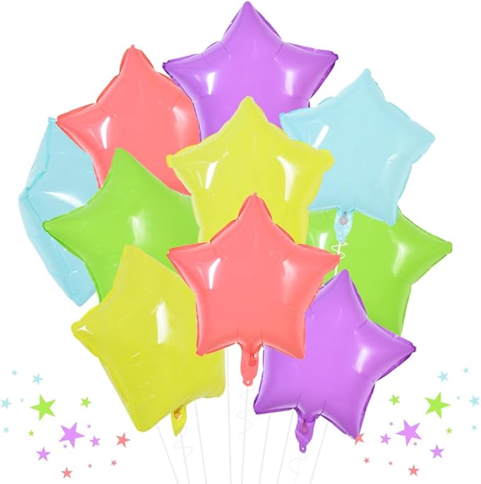 TONIFUL 30Pcs 18 Inch Large Pastel Colorful Star Shape Foil Balloons Big Stars Helium Mylar Ballons for Birthday Wedding Baby Shower Anniversary Engagement Party Decorations Supplies